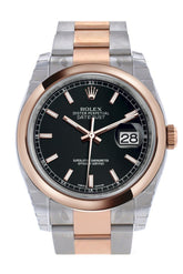 Rolex Datejust 36 Black Dial Steel And 18K Rose Gold Oyster Watch 116201 / None